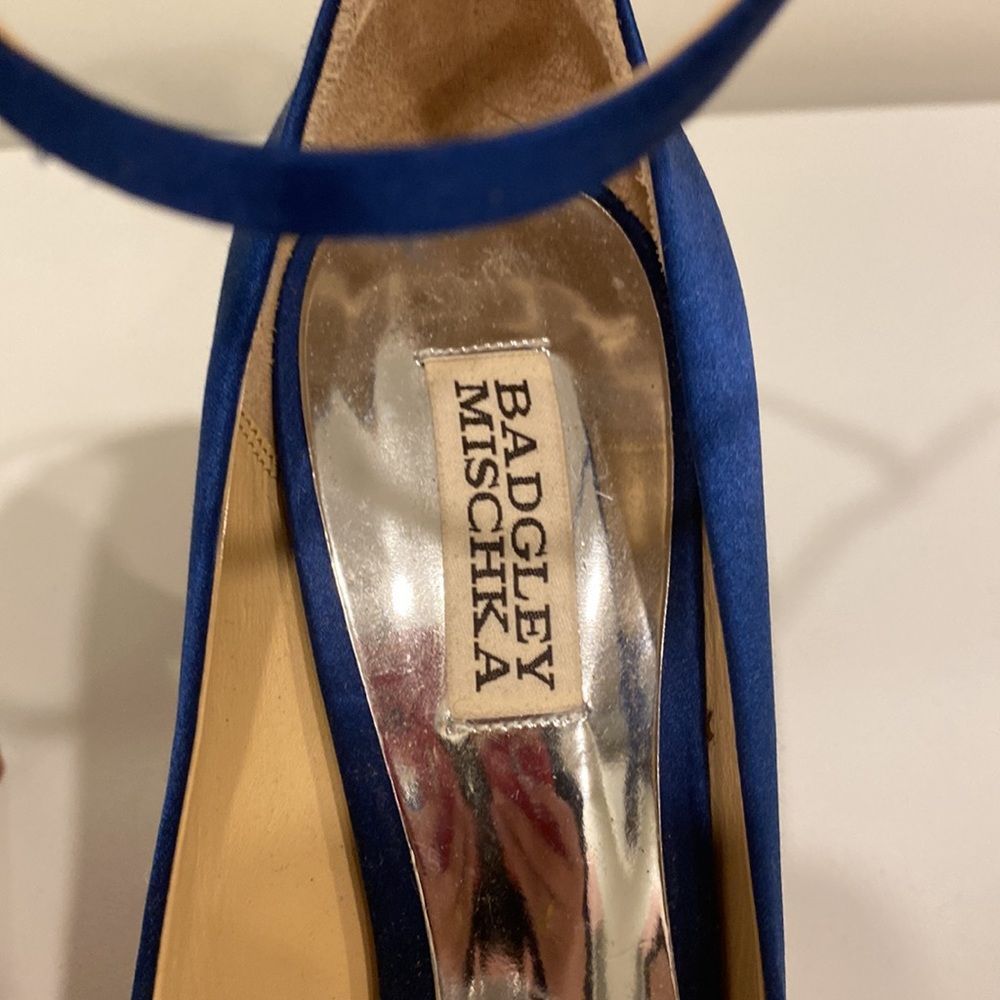 Badgley Mischka Blue Kali Satin Ankle-strap Pumps - Picture 12 of 12